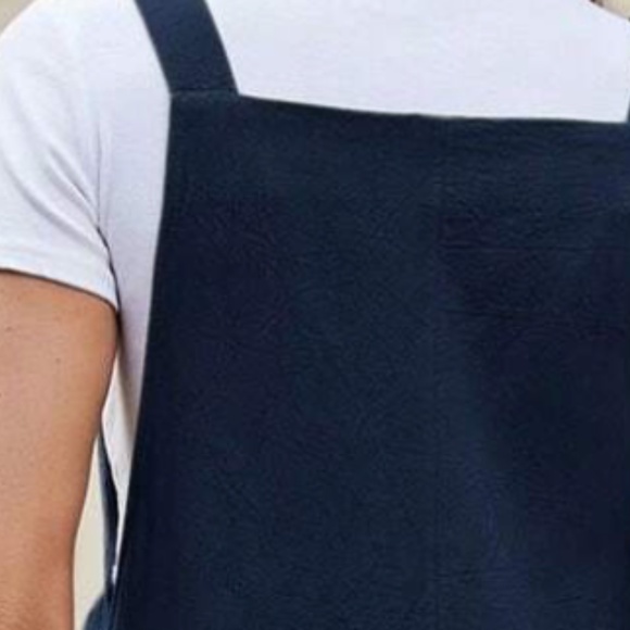 Pleated Wide leg Pockets Cotton Jumper Jumpsuit - Picture 4 of 7